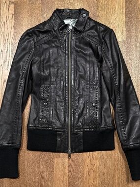 Vintage Y2K Mackage Aritzia Lambskin Lamb Leather Cafe Racer Jacket Womens XS